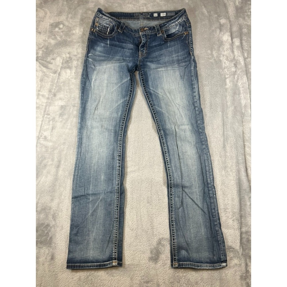 Miss Me Signature Jeans Womens 28 Blue Denim Slim Bootcut Weave Low Rise 32
